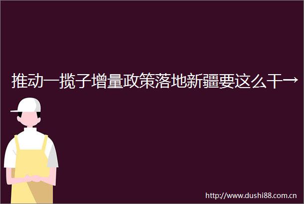 推动一揽子增量政策落地新疆要这么干→