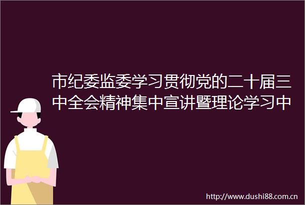 市纪委监委学习贯彻党的二十届三中全会精神集中宣讲暨理论学习中心组（扩大）集体学习会议举行