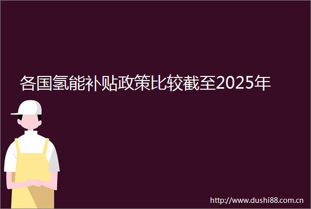 各国氢能补贴政策比较截至2025年