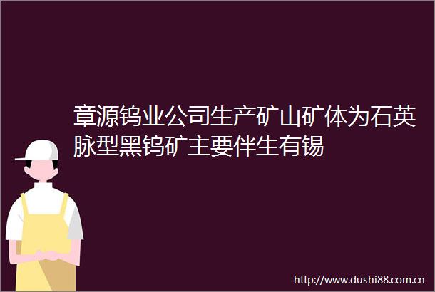 章源钨业公司生产矿山矿体为石英脉型黑钨矿主要伴生有锡