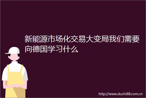 新能源市场化交易大变局我们需要向德国学习什么