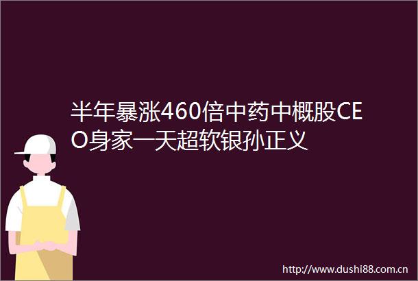 半年暴涨460倍中药中概股CEO身家一天超软银孙正义