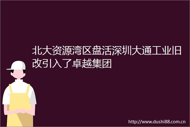 北大资源湾区盘活深圳大通工业旧改引入了卓越集团