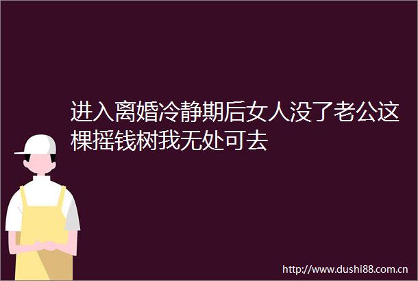 进入离婚冷静期后女人没了老公这棵摇钱树我无处可去