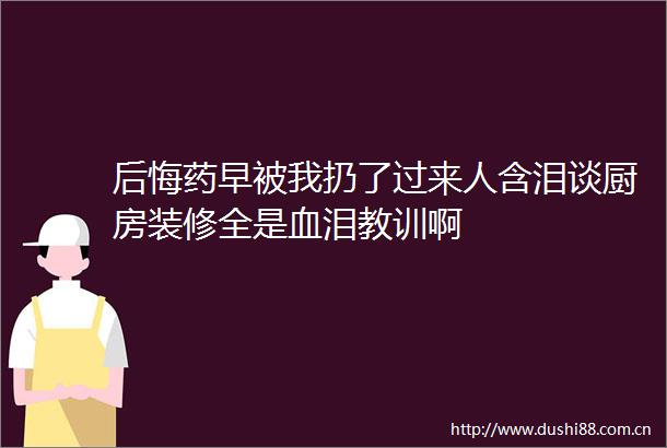 后悔药早被我扔了过来人含泪谈厨房装修全是血泪教训啊