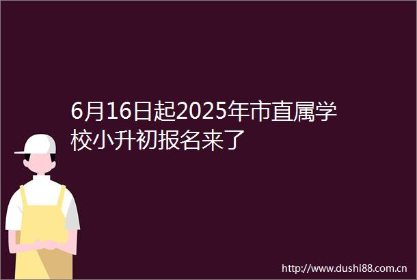 6月16日起2025年市直属学校小升初报名来了