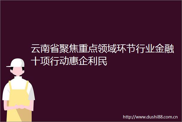 云南省聚焦重点领域环节行业金融十项行动惠企利民