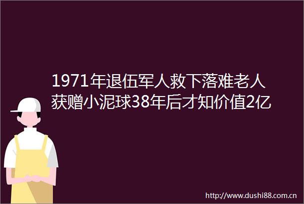 1971年退伍军人救下落难老人获赠小泥球38年后才知价值2亿