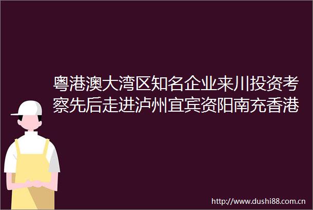 粤港澳大湾区知名企业来川投资考察先后走进泸州宜宾资阳南充香港企业家单飞深度考察为哪般