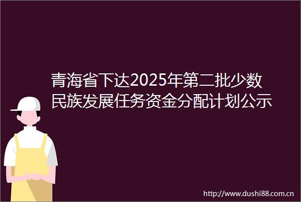 青海省下达2025年第二批少数民族发展任务资金分配计划公示