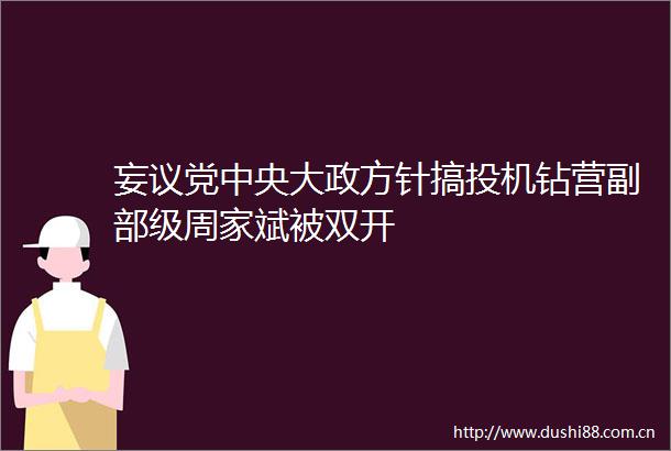 妄议党中央大政方针搞投机钻营副部级周家斌被双开