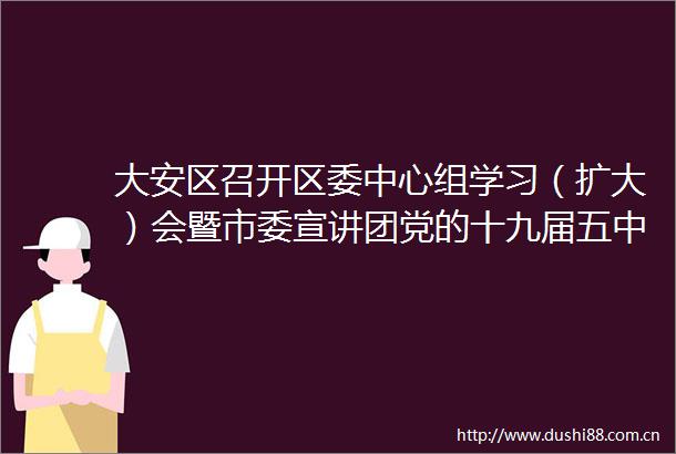 大安区召开区委中心组学习（扩大）会暨市委宣讲团党的十九届五中全会精神专题报告会