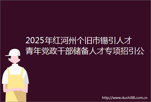 2025年红河州个旧市锡引人才青年党政储备人才专项招引公告
