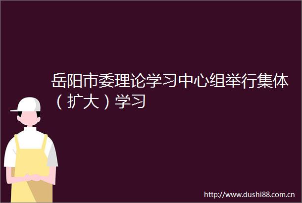 岳阳市委理论学习中心组举行集体（扩大）学习