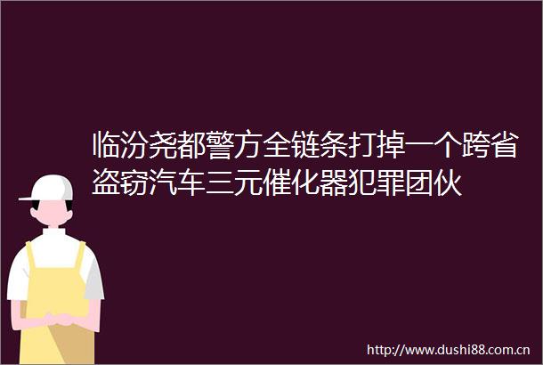 临汾尧都警方全链条打掉一个跨省盗窃汽车三元催化器团伙
