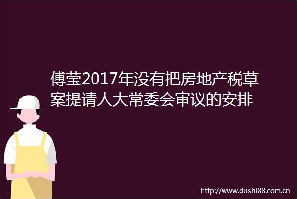 傅莹2017年没有把房地产税草案提请人大常委会审议的安排