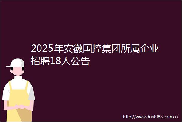 2025年安徽国控集团所属企业招聘18人公告