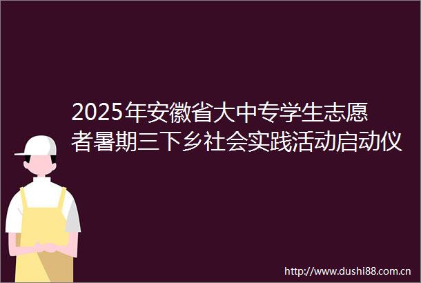 2025年安徽省大中专学生志愿者暑期三下乡社会实践活动启动仪式暨宣城市校地合作对接会顺利举行