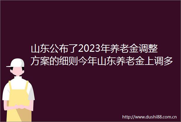 山东公布了2023年养老金调整方案的细则今年山东养老金上调多少算算你能涨多少钱