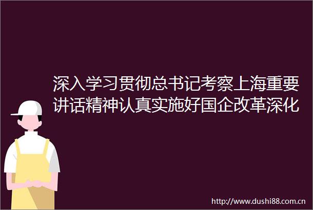 深入学习贯彻总书记考察上海重要讲话精神认真实施好国企改革深化提升行动
