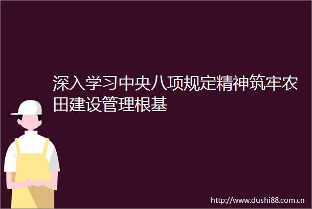 深入学习中央八项规定精神筑牢农田建设管理根基