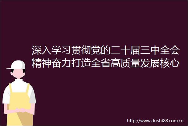 深入学习贯彻党的二十届三中全会精神奋力打造全省高质量发展核心增长极