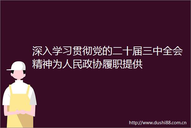 深入学习贯彻党的二十届三中全会精神为政协履职提供