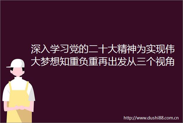 深入学习党的二十大精神为实现伟大梦想知重负重再出发从三个视角读党的二十大报告