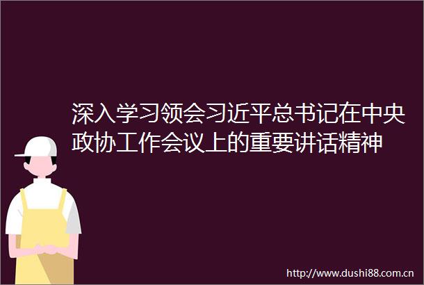 深入学习领会总书记在中央政协工作会议上的重要讲话精神