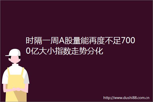 时隔一周A股量能再度不足7000亿大小指数走势分化