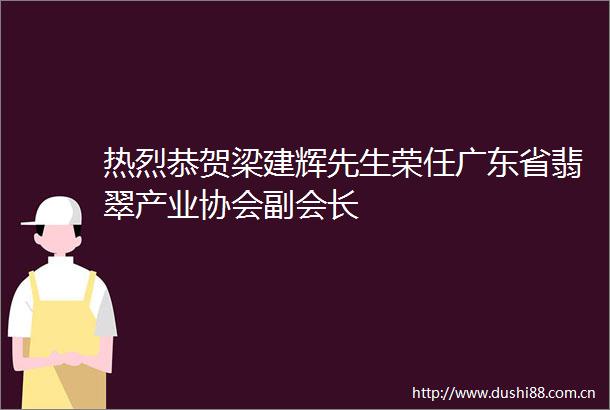 热烈恭贺梁建辉先生荣任广东省翡翠产业协会副会长