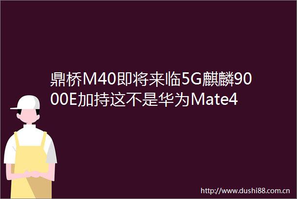 鼎桥M40即将来临5G麒麟9000E加持这不是华为Mate40