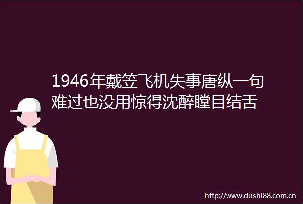 1946年戴笠飞机失事唐纵一句难过也没用惊得沈醉瞠目结舌