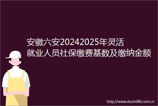 安徽六安20242025年灵活就业人员社保缴费基数及缴纳金额明细公布（养老医保）