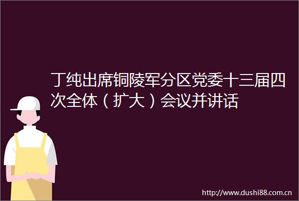 丁纯出席铜陵军分区党委十三届四次全体（扩大）会议并讲话