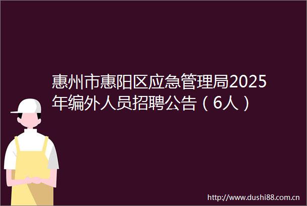惠州市惠阳区应急管理局2025年编外人员招聘公告（6人）