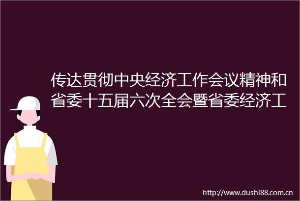 传达贯彻中央经济工作会议精神和省委十五届六次全会暨省委经济工作会议精神