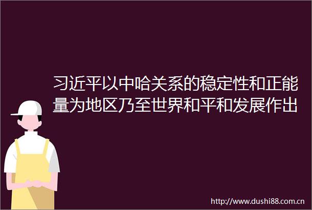以中哈关系的稳定性和正能量为地区乃至世界和平和发展作出更多贡献
