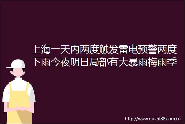 上海一天内两度触发雷电预警两度下雨今夜明日局部有大暴雨梅雨季来了