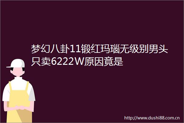 梦幻八卦11锻红玛瑙无级别男头只卖6222W原因竟是