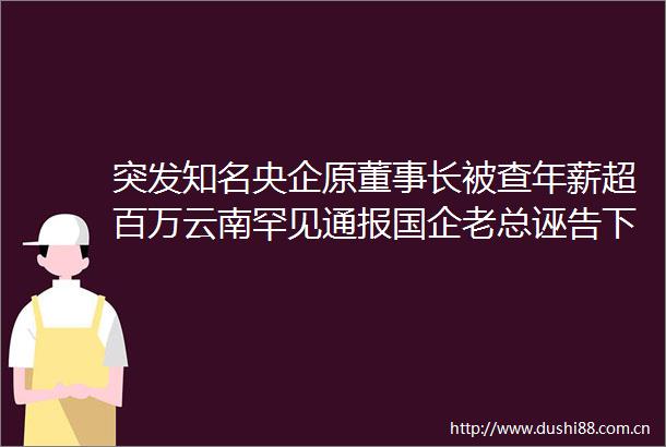 突发知名央企原董事长被查年薪超百万云南罕见通报国企老总诬告下级4倍AI大牛股紧急提示