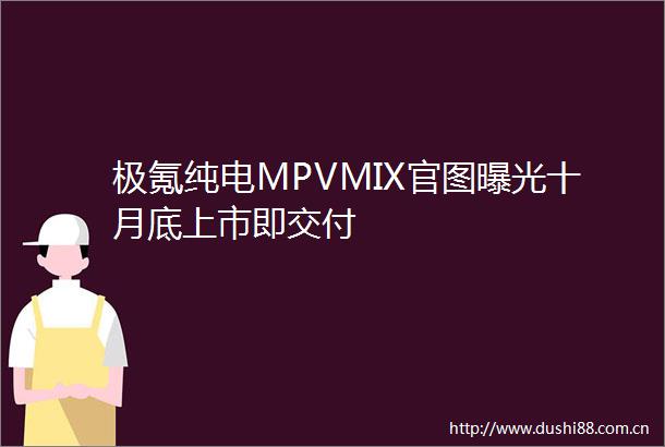 极氪纯电MPVMIX官图十月底上市即交付