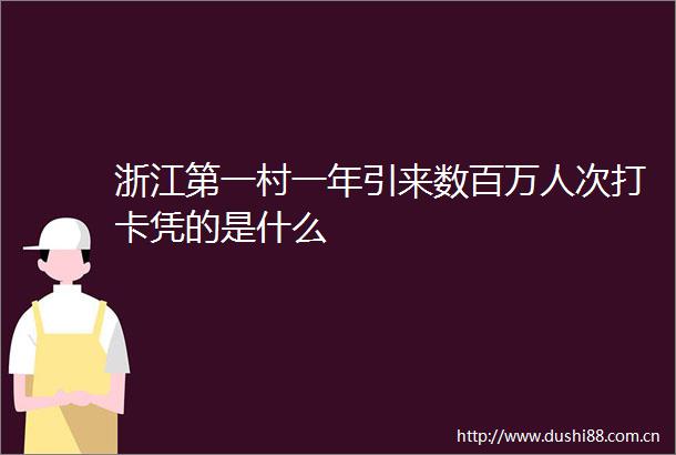 浙江第一村一年引来数百万人次打卡凭的是什么