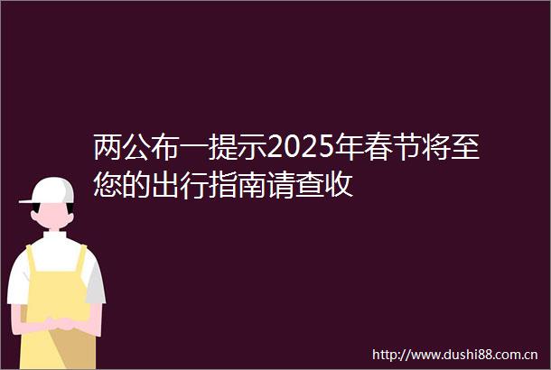 两公布一提示2025年春节将至您的出行指南请查收