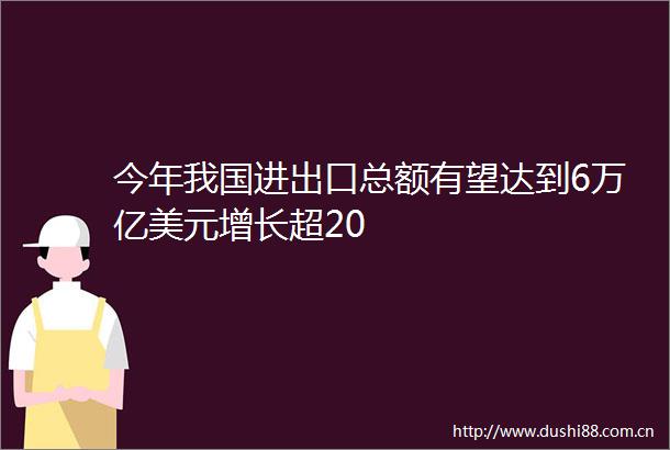 今年我国进出口总额有望达到6万亿美元增长超20