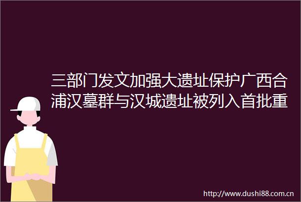 三部门发文加强大遗址保护广西合浦汉墓群与汉城遗址被列入首批重要大遗址清单