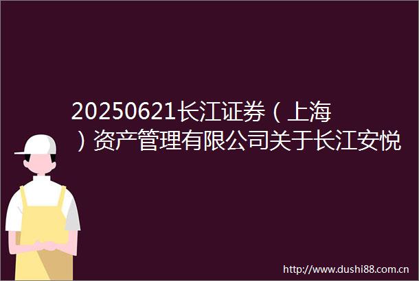 20250621长江证券（上海）资产管理有限公司关于长江安悦利率债债券型证券投资基金暂停大额申购（含定期定额投资）业务的公告
