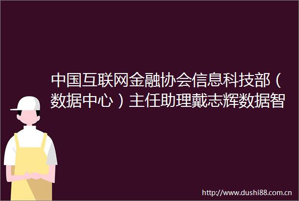 互联网金融协会信息科技部（数据中心）主任助理戴志辉数据智能在互联网金融风险监测领域的应用