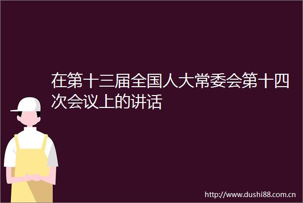 在第十三届全国人大常委会第十四次会议上的讲话