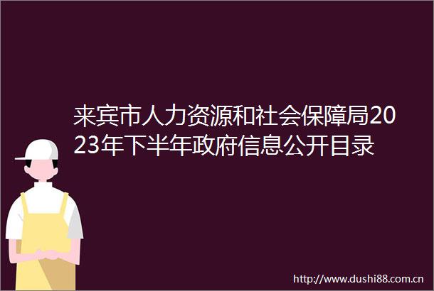 来宾市人力资源和社会保障局2023年下半年信息公开目录